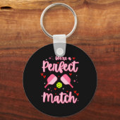 We're A Perfect Match Funny Ckleball Valentines Da Sleutelhanger (Voorkant)