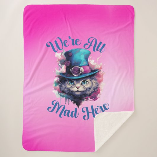 We're All Mad Here - Alice in Wonderland Geïnspire Sherpa Deken (Voorkant)