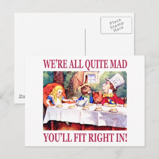We're All Quite Mad, You'll Fit Right In! Briefkaart (Voorkant / Achterkant)