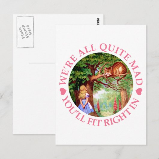 We're All Quite Mad, You'll Fit Right In! Briefkaart (Voorkant / Achterkant)
