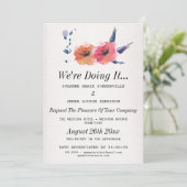 We're Doing It - Floral Lesbian Wedding Invitation Kaart (Staand voorkant)