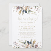 We're Eloping Painted Autumn Leaves Reception Kaart (Voorkant)