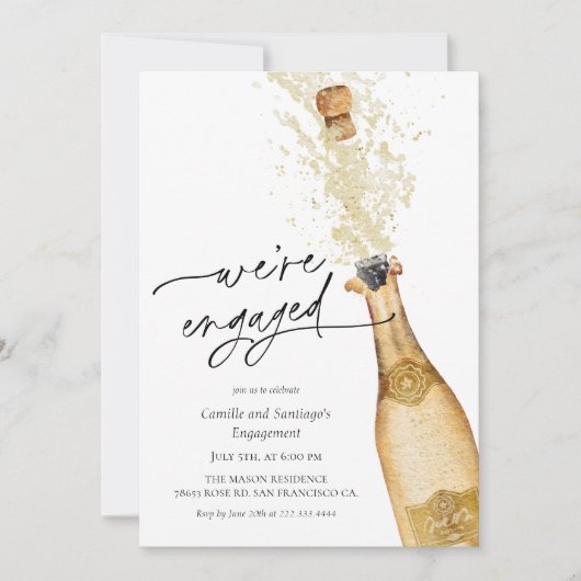 We're Engaged Couples Engagement Party Invitation Kaart (Voorkant)