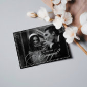 We're Engaged Dark Vintage Photo Engagement Party Kaart