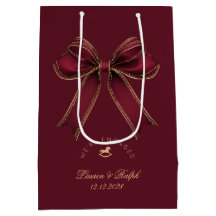 We're Engaged Elegant Burgundy Gold Bow Luxury