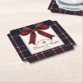 We're engaged Engagement Party Red Bow Christmas Kartonnen Onderzetters (Gekanteld)