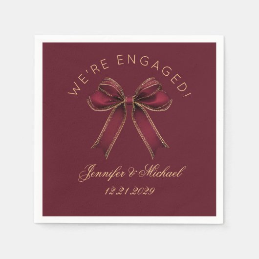 We're engaged Engagement party Red Bow luxury Servet (Voorkant)
