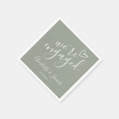 We're Engaged Engagement Party Sage Green Servet (Hoek)