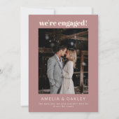 We're Engaged Minimalist Elegant Photo Dusty Rose Aankondiging (Voorkant)