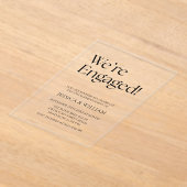 We're Engaged Minimalist Engagement Party Acryl Uitnodigingen (Laagn)