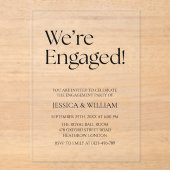 We're Engaged Minimalist Engagement Party Acryl Uitnodigingen (Voorkant)