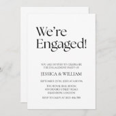 We're Engaged Minimalist Engagement Party Kaart (Voorkant / Achterkant)