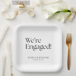 We're Engaged Minimalist Engagement Party Papieren Bordje
