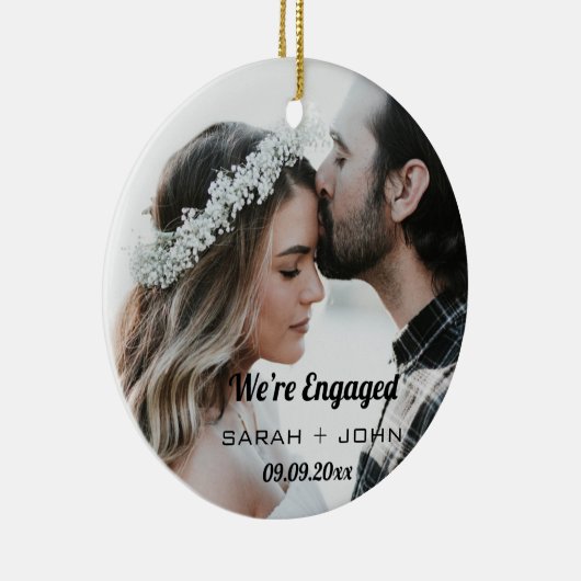 We're Engaged Photo Personalised Ceramic Ornament (Rechts)