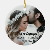 We're Engaged Photo Personalised Ceramic Ornament (Voorkant)