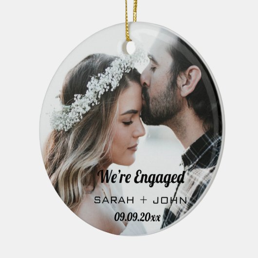 We're Engaged Photo Personalised Ceramic Ornament (Links)