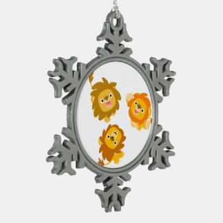 "We're Here!!" Mooie Cartoon Leeuwen Tin Ornament