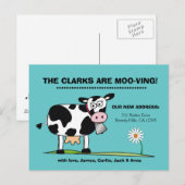 We're Moo-ving Briefkaart Robins Egg (Voorkant / Achterkant)