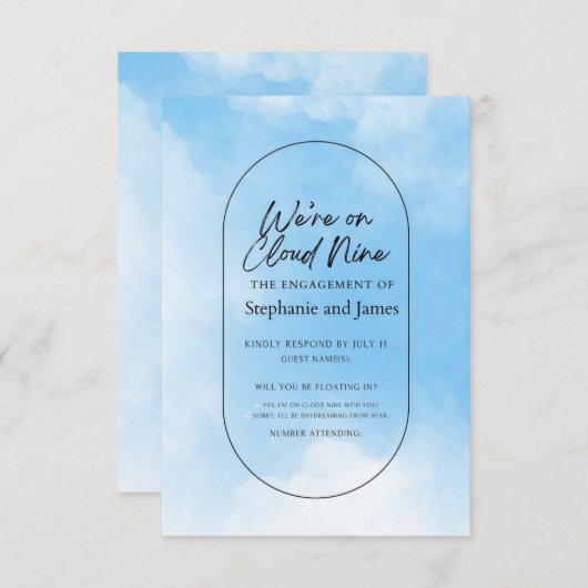 We're On Cloud Nine Response Card RSVP Kaartje (Voorkant / Achterkant)