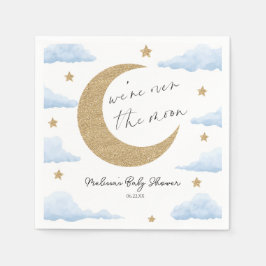We're Over The Moon Blue Celestial Baby Shower Servet