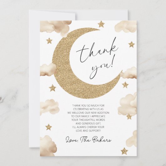 We're Over The Moon Boho Celestial Baby Shower Bedankkaart (Voorkant)