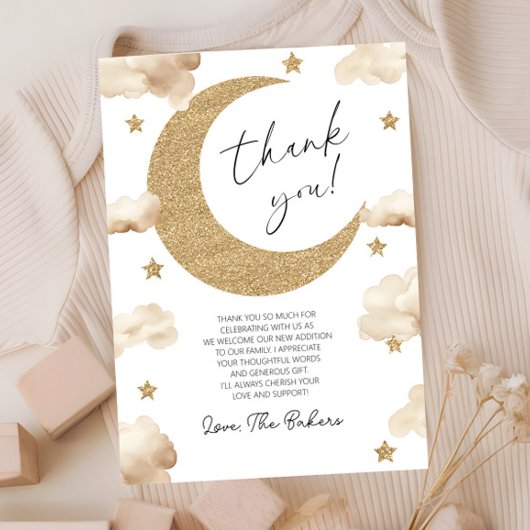 We're Over The Moon Boho Celestial Baby Shower Bedankkaart