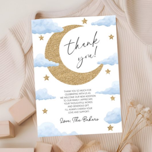We're Over The Moon Boho Celestial Baby Shower Bedankkaart