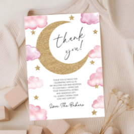 We're Over The Moon Boho Celestial Baby Shower Bedankkaart