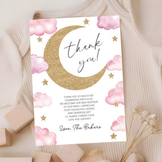 We're Over The Moon Boho Celestial Baby Shower Bedankkaart