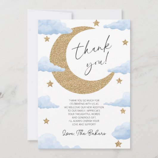 We're Over The Moon Boho Celestial Baby Shower Bedankkaart (Voorkant)