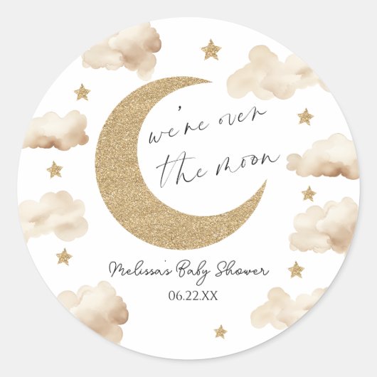 We're Over The Moon Boho Celestial Baby Shower Ronde Sticker (Voorkant)