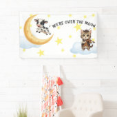 We're Over the Moon, Cow, Moon, Cat Baby Shower Spandoek (Insitu)