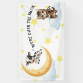 We're Over the Moon, Cow, Moon, Cat Baby Shower Spandoek (Verticaal)