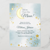 We're Over the Moon Dreamy Boy Baby shower Folie Uitnodiging (Voorkant)