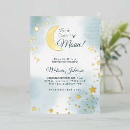 We're Over the Moon Dreamy Boy Baby shower Folie Uitnodiging