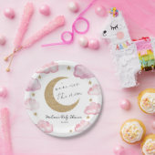 We're Over The Moon Pink Celestial Baby Shower Papieren Bordje (Feest)