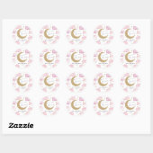 We're Over The Moon Pink Celestial Baby Shower Ronde Sticker (Vel)