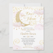 We're Over The Moon Stars Roze Goud Baby shower Kaart (Voorkant)