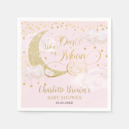 We're Over The Moon Stars Roze Goud Baby shower Servet