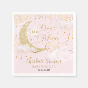 We're Over The Moon Stars Roze Goud Baby shower Servet