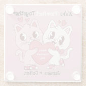 We're Purrfect Together Cute Valentine Pillow Glazen Onderzetter (Achterkant)