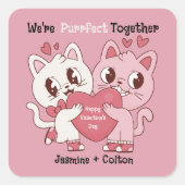 We're Purrfect Together Vierkante Sticker (Voorkant)