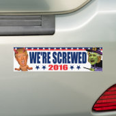 We're Screwed - Anti-Trump Duivel Hillary Witch Bumpersticker (Op auto)
