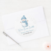 We're Snow Excited Snowmen Boy Baby Shower Ronde Sticker (Envelop)
