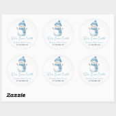 We're Snow Excited Snowmen Boy Baby Shower Ronde Sticker (Vel)