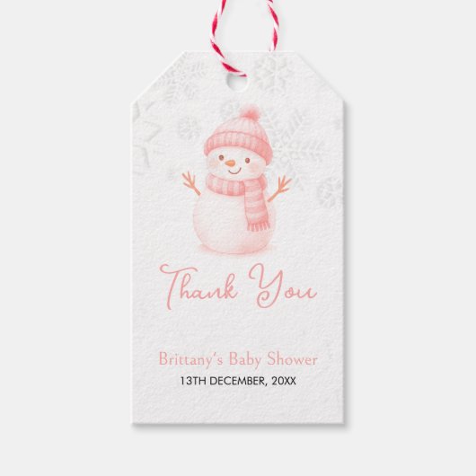 We're Snow Excited Snowmen Girl Baby Shower Cadeaulabel (Voorkant)