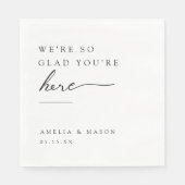 We're So Glad You're Here Minimal Paper Wedding  Servet (Voorkant)