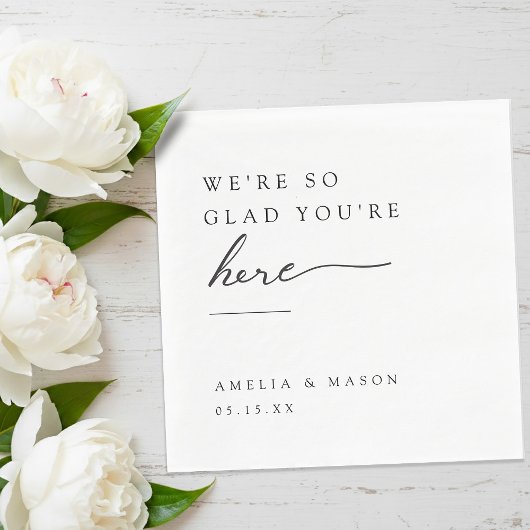 We're So Glad You're Here Minimal Paper Wedding  Servet