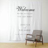 We're so glad you're here wedding welcome sign  wandkleed (In situ)