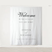 We're so glad you're here wedding welcome sign  wandkleed (Voorkant)